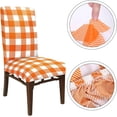 thumbnail image 2 of 4Pcs Fall Chair Slipcovers Orange White Buffalo Check Dining Chair Covers Protector Removable Stretch Elastic Seat Covers for Thanksgiving Party Kitchen Home Hotel Restaurant Ceremony Decor, 2 of 6