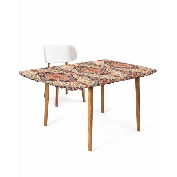 Boho Southwest Rectangle Tablecloth, Waterproof Elastic Fitted Table Covers for 6 Foot Tables, 32x72inch Decorative Tablecloths for Picnic, Camping, Outdoor, Retro Farmhouse Aztec Tribal Geometric