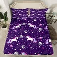 thumbnail image 2 of Manfei Cute Cartoon Unicron Twin Sheet Sets,Planet Stars Print Twin Fitted Sheet,Purple White Pink Flat Sheet For Girls,Luxury Bedroom Decor,3 Pieces, 2 of 7