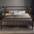 thumbnail image 2 of Allewie King Size Metal Platform Bed Frame with Victorian Style Wrought Iron-Art Headboard/Footboard, Antique Gold, 2 of 6