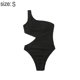 thumbnail image 2 of Traje de baño de una pieza con recorte negro para mujer Traje de baño de un hombro Trajes de baño Monokini acanalados, 2 of 4