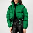 thumbnail image 5 of ZQUUVOU Women's Cropped Puffer Jacket Zip Up Winter Short Quilted Jackets Bubble Coat Stand Collar Trendy Outerwear Green, 5 of 7