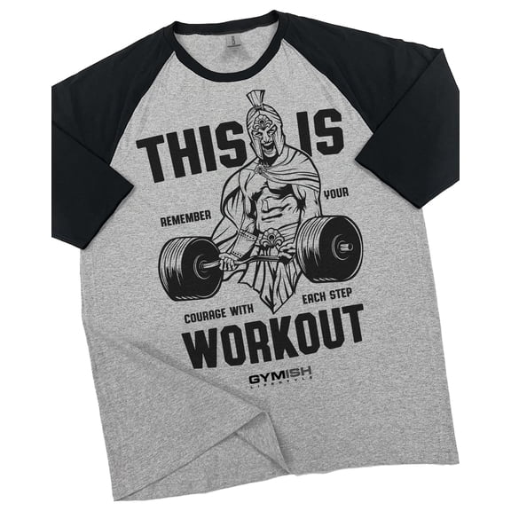 GYMISH RAGLAN Spartan Gym Workout T-Shirt – Funny Gym Shirt for Men, Men's Fitness Tee, Bodybuilding & Workout Gym Apparel