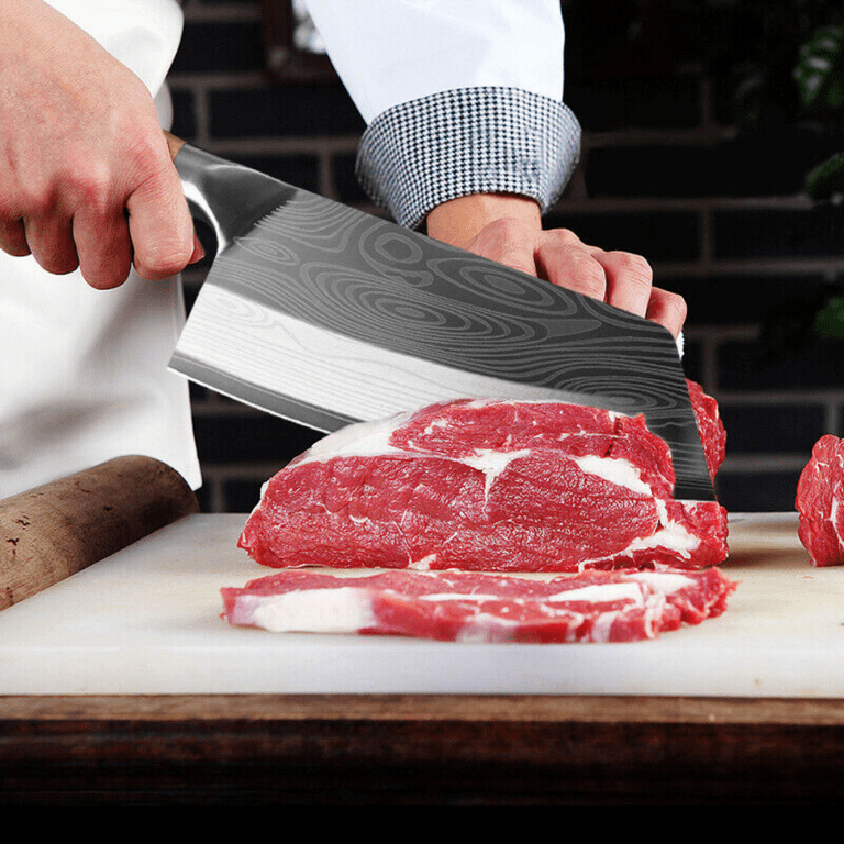 Kitory Meat Cleaver 7'' Heavy Duty Chopper Butcher Knife Bone Cutter  Chinese Kitchen Chef's Chopping Knife for Meat, Bone- Full Tang 7CR17MOV  High