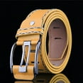 thumbnail image 2 of Imitation leather Wide Waist Belts for Men Metal Pin Buckle Belt Fashion Versatile Elastic Cinch Belt Yellow One Size, 2 of 3
