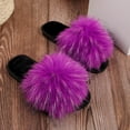 thumbnail image 6 of Wensltd Women Slippers Fluffy Slippers Open Toe Flat House Slippers Slip On Indoor Daily Purple, 6 of 9
