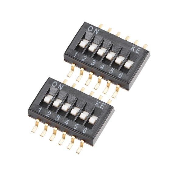 2Pcs Black Surface Mounted Devices DIP Switch 1-6 Positions 1.27mm Pitch for Circuit PCB