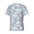 thumbnail image 5 of Vsdgher Bunny And Flower Print Men's Dry Fit Mesh Athletic Shirts Moisture Wicking Tennis T-Shirt Tops, 5 of 9