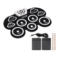 thumbnail image 3 of Portable Roll-Up Silicone Electronic Drum Kit with 9 Pads, 3 Drum Styles, Foot Pedal, Recording Function, USB/AAA Battery Power, Adjustable Speed/Volume, Headphone/Amplifier Connectivity - Black &, 3 of 6