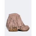 thumbnail image 3 of J. Adams Marrow Chunky Boot - Western Fringe Cowboy Low Bootie Heel - Ankle Strap Open Toe High Block Sandals for Women, 3 of 6