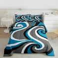 thumbnail image 2 of Homewish Blue Gray Black Full Size Comforter Sets,Wave Stripes Print Bedding Comforter Set,Abstract Geometric Aesthetic Bedding Sets For Kids,Microfiber Bedroom Decor Reversible,3 Pieces, 2 of 8