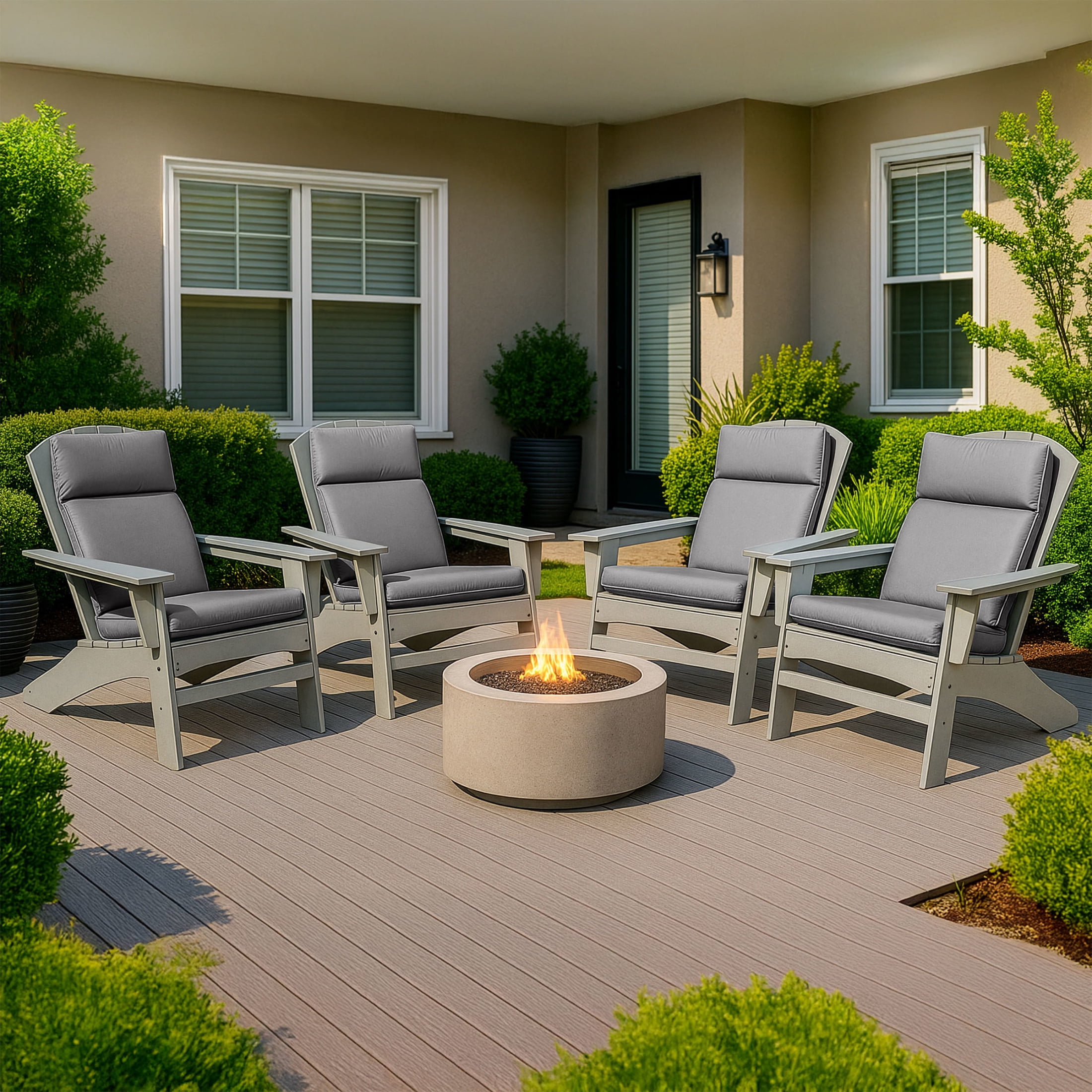 Lavish Home 45x21.5x3in High Back Outdoor Chair Cushions Set of 2 with Ties (Gray)