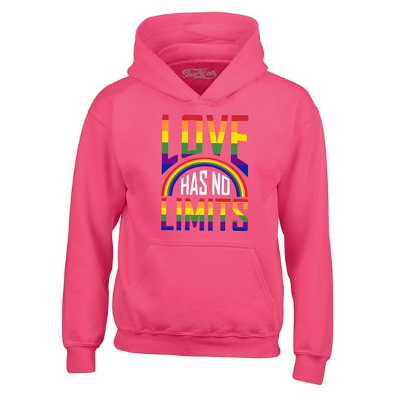Shop4Ever Men's Love Has No Limits Hooded Sweatshirt Hoodie Large Heliconia Pink