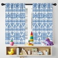 thumbnail image 5 of Blackout Kids Curtains,Boho Blue Geometric Ethnic Pattern Childrens Insulated Curtains Set Of 2,Bedroom Essentials,Toddler Room Decor 42x54in(106x137cm), 5 of 5