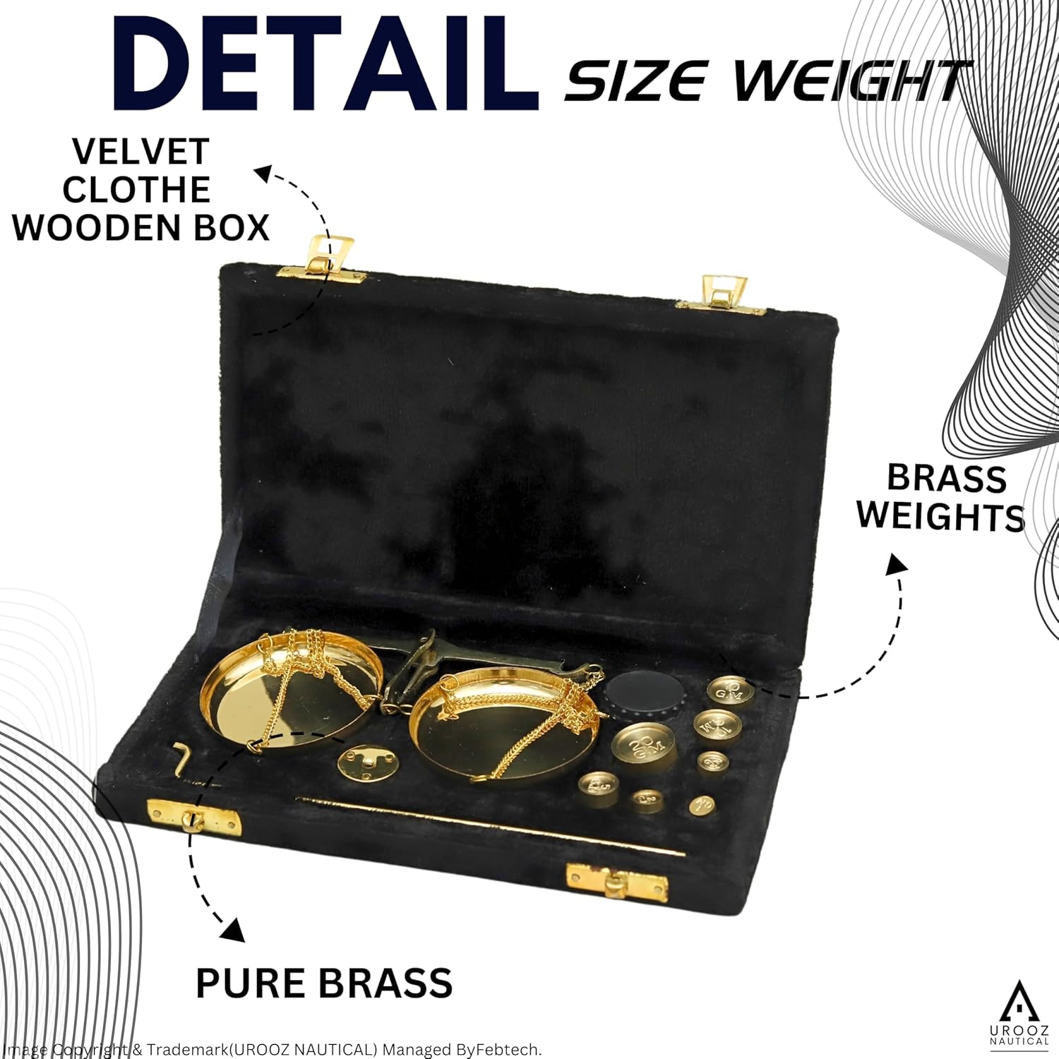 Antique Brass Weight Scale Vintage Apothecary Scale Small Brass Weighing Scale Balance | Brass Shiny Weighing Scale with Mini Precision Weights (1g, 2g, 2g, 5g, 10g, 10g, 20g) in Elegant Velvet Box