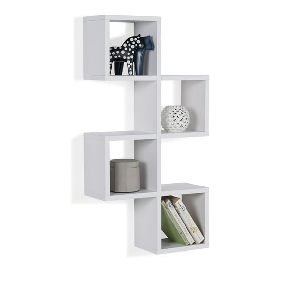 Danya B Cubby Chessboard Wall Shelf, White Floating Shelves B Model