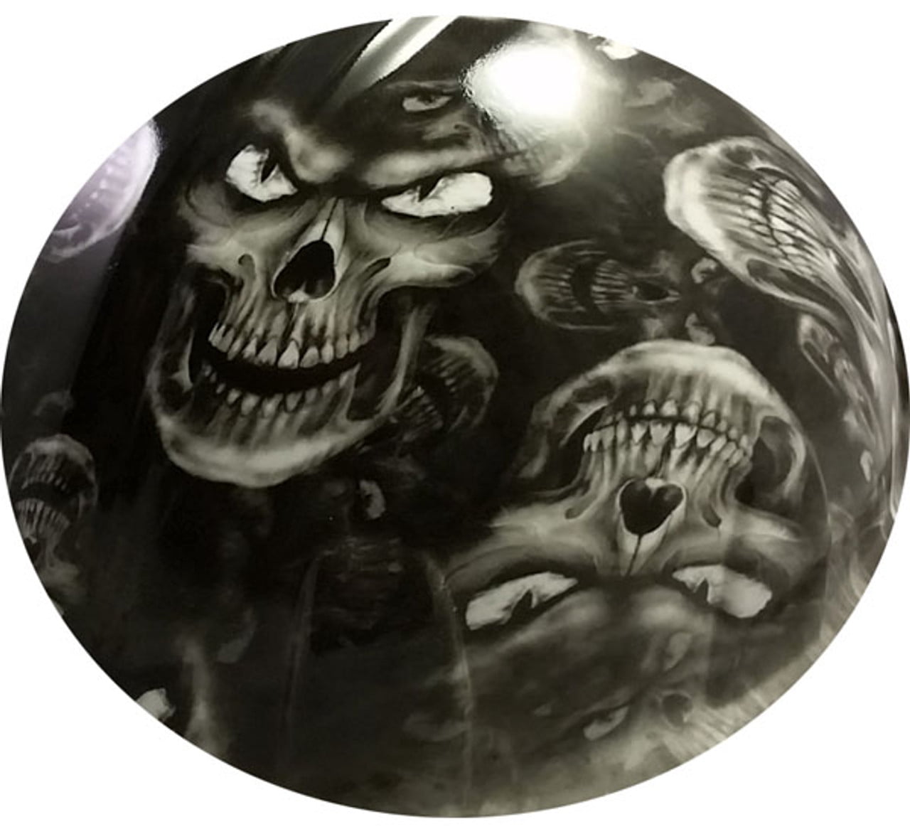 Hades Skull White Hydro Dipped Hard Hats Full Brim Style with 4 Pt Suspension