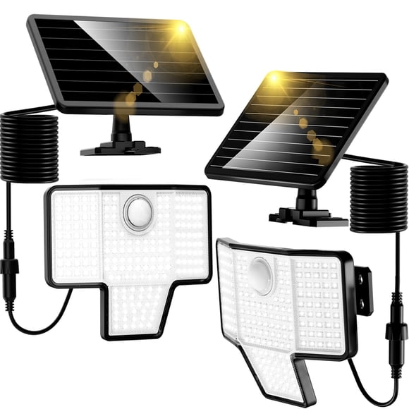 Kasonic Lumières Solaires d'Extérieur iuml;¼?6500K Super Lumineuses avec Détecteur de Mouvement, Lumières de Sécurité DEL 2000 Lm avec 3 Modes, Lumière Murale Étanche IP65
