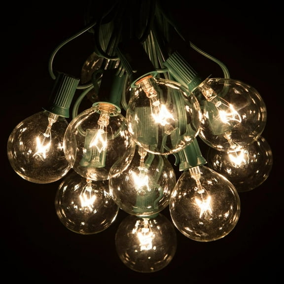 25 Foot G50 Clear String Lights with Green Wire