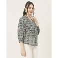 thumbnail image 3 of Moomaya Chic Printed V Neck Cotton Shirt - 3/4 Sleeves Regular Fit Casual Top, 3 of 9