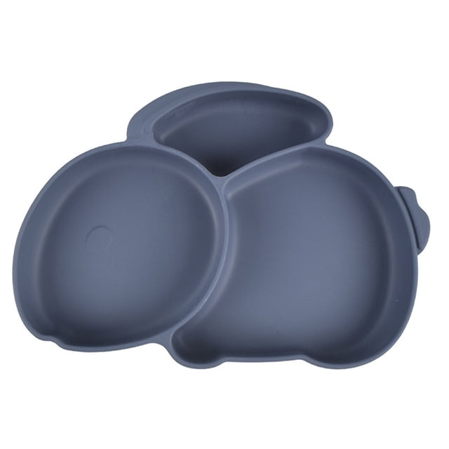 Plato De Alimentación De Bebé De Silicona Platos para niños de dibujos animados Platos de alimentación para bebés de silicona Cubiertos para bebés (Azul marino) Ehuebsd Libre de BPA