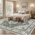 thumbnail image 3 of Area Rugs 10x14 Living Room Rug: Washable Rug Soft Vintage Boho Medallion Carpet Indoor Non-Slip Stain Resistant Large Carpets for Bedroom Dining Room Farmhouse Nursery Home Office Green Ivory, 3 of 18