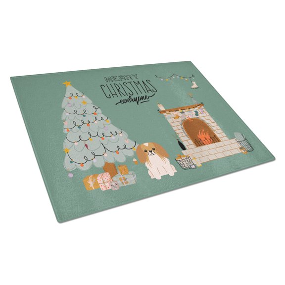 Carolines Treasures CK7666LCB Red White Pekingese Christmas Everyone Glass Cutting Board Large 12H x 16W multicolor