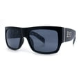 thumbnail image 4 of Locs Mens Skull Pattern Arm Thick Temple Rectangle Gangster Sunglasses Matte Black - Dark Skull, 4 of 8