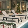 thumbnail image 1 of PURPLE LEAF Ensemble de Chaises Longues de Patio 2 Pcs Chaises Longues de Piscine en Textilène avec Roues Chaise de Bronzage pour Extérieur, Plage, Cour, Table d'Appoint Incluse, Beige, 1 of 10