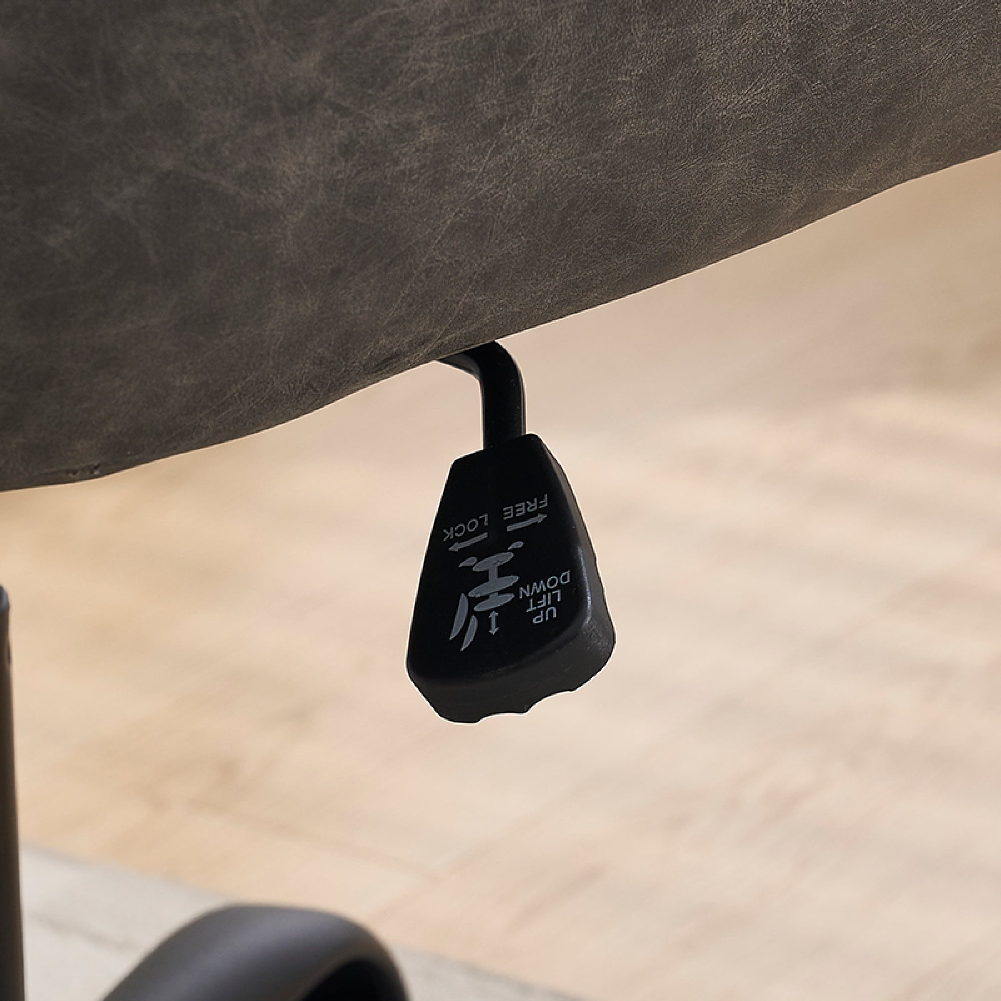 Leumius Office Chair with Black Base & Adjustable In Height,PU Leather Chair for Office Bedroom Dressing Table Gray