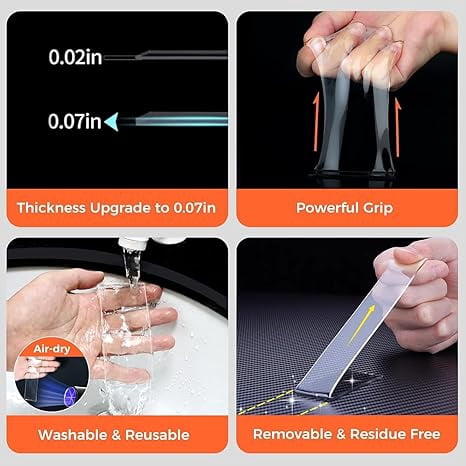 Multipurpose Double Sided Tape Heavy Duty - Adhesive Silicone Tape, Heat Resistant, Multi-Functional, Removable, Washable, Reusable Anti-Slip Gel Nano Grip Tape- 3 Meter