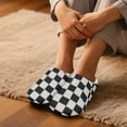 thumbnail image 3 of Chaqlin Geometry Black White Ladies Plush Fuzzy Slippers Non-Slip Rubber Sole Cozy Comfy Indoor Outdoor House Shoes Warm & Lightweight, 3 of 7