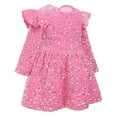 thumbnail image 2 of IBTOM CASTLE Toddler Baby Girls Sequin Velvet Tutu Dress Long Sleeve Princess Christmas Wedding Birthday Party Dresses Fall Winter Clothes 4-5 Years Pink, 2 of 8