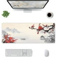 thumbnail image 2 of Japanese Cherry Blossom Gaming Mouse Pad, Extended Large Mouse Mat Desk Pad, Stitched Edges Mousepad, 3mm Thick Long Non-Slip Rubber Base Mice Pad, 31.5 X 11.8 Inch, 2 of 6