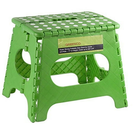 GreenCo Super Strong Foldable Step Stool for Adults and Kids - 11 inches in Height, Holds up to 300 Lb