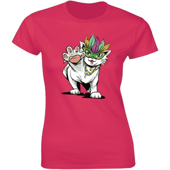 Funny Cute Cat Mask Party Carnival Celebration Disco Women's Gift T-Shirt