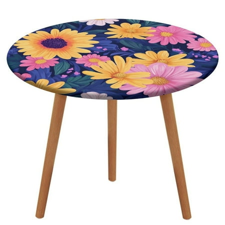 

ZHANGS Gorgeous Gerbera Patch 1654 Round Table Cover Stain-Resistant Fitted Tablecloth Oil-Proof Wipeable Elastic Table Cover Waterproof Table Cloth for Halloween Thanksgiving Christmas