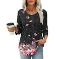 thumbnail image 2 of HAPIMO Women' Plus Size Elegant Pleated Blouses Crew Neck Tees Summer Tops for Women Flower Print Tops Casual Loose Flowy Fashion Clothes Dressy Tunic Multicolor XXL, 2 of 9