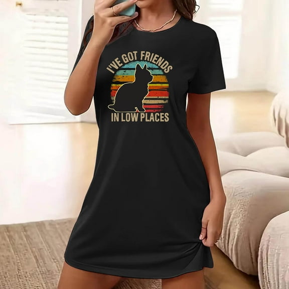 HaoXianJian Women's T-Shirt Nightgown Short Sleeve Sleepshirts Comfy Ladies Casual Cover Ups Nightdress