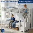 thumbnail image 2 of Miniyam Twin over Twin Bunk Bed with Storage Stairs and 6 Drawers, White, 2 of 11