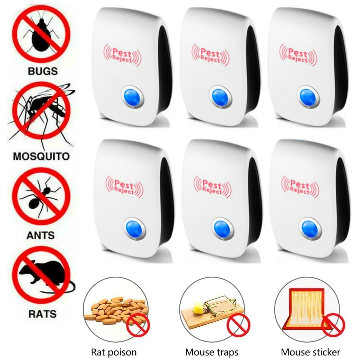 Oture 6 PCS Ultrasonic Pest Repeller Control Electronic Repellent Mice Rat Reject