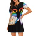 thumbnail image 1 of Balery Happy Pride Gnome Camisón de manga corta con cuello redondo para mujer, cómodo y elegante., 1 of 6