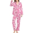 thumbnail image 3 of GUNIA Womens Silk Satin Pajama Sets Bow Print Heart 2 Piece Button Down Valentine'S Day Pjs Soft Comfortable Long Sleeve Cozy Pajamas Sleepwear Pink S-Xxl, 3 of 5