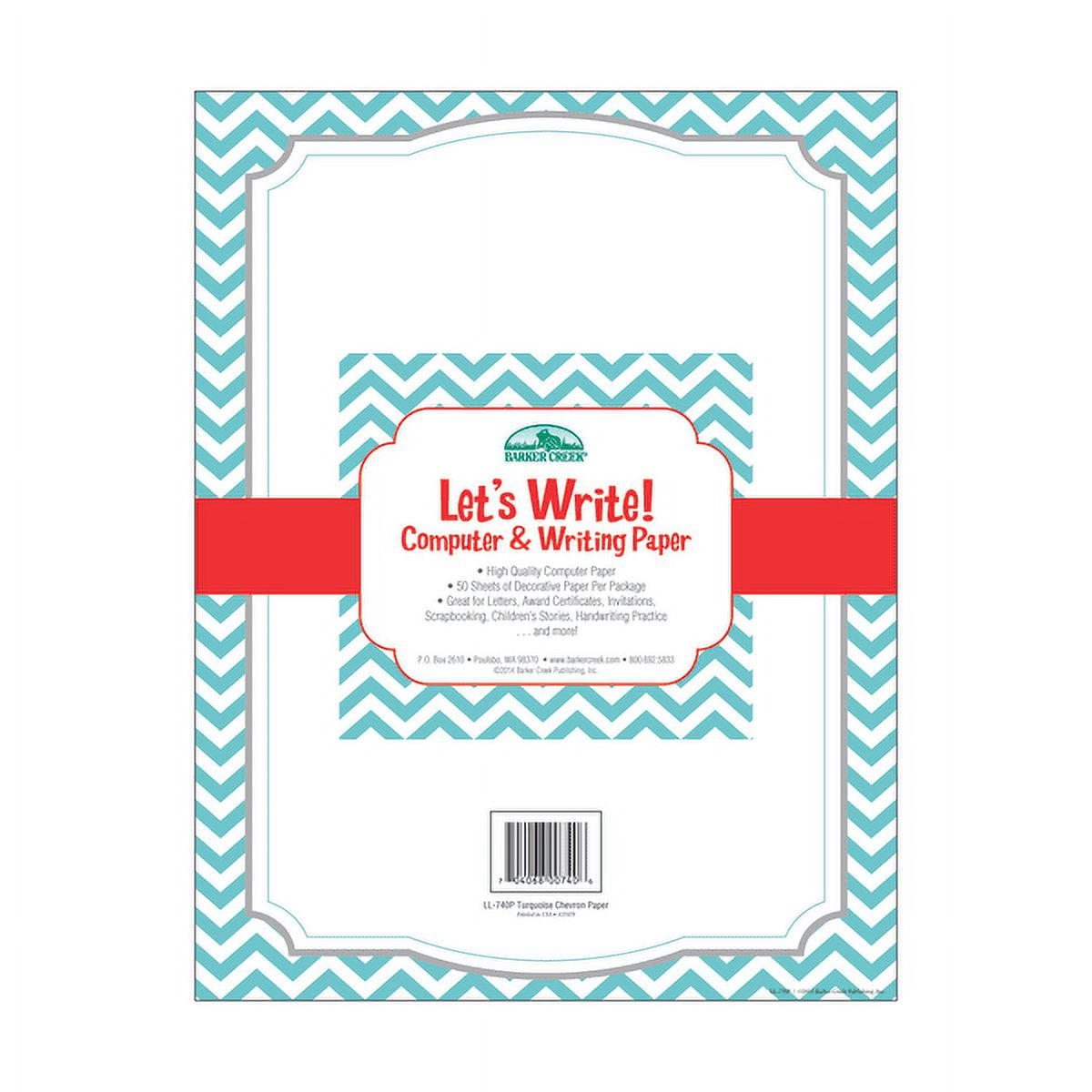 Barker Creek Computer Paper 8 12 x 11 Turquoise Chevron Pack Of 50