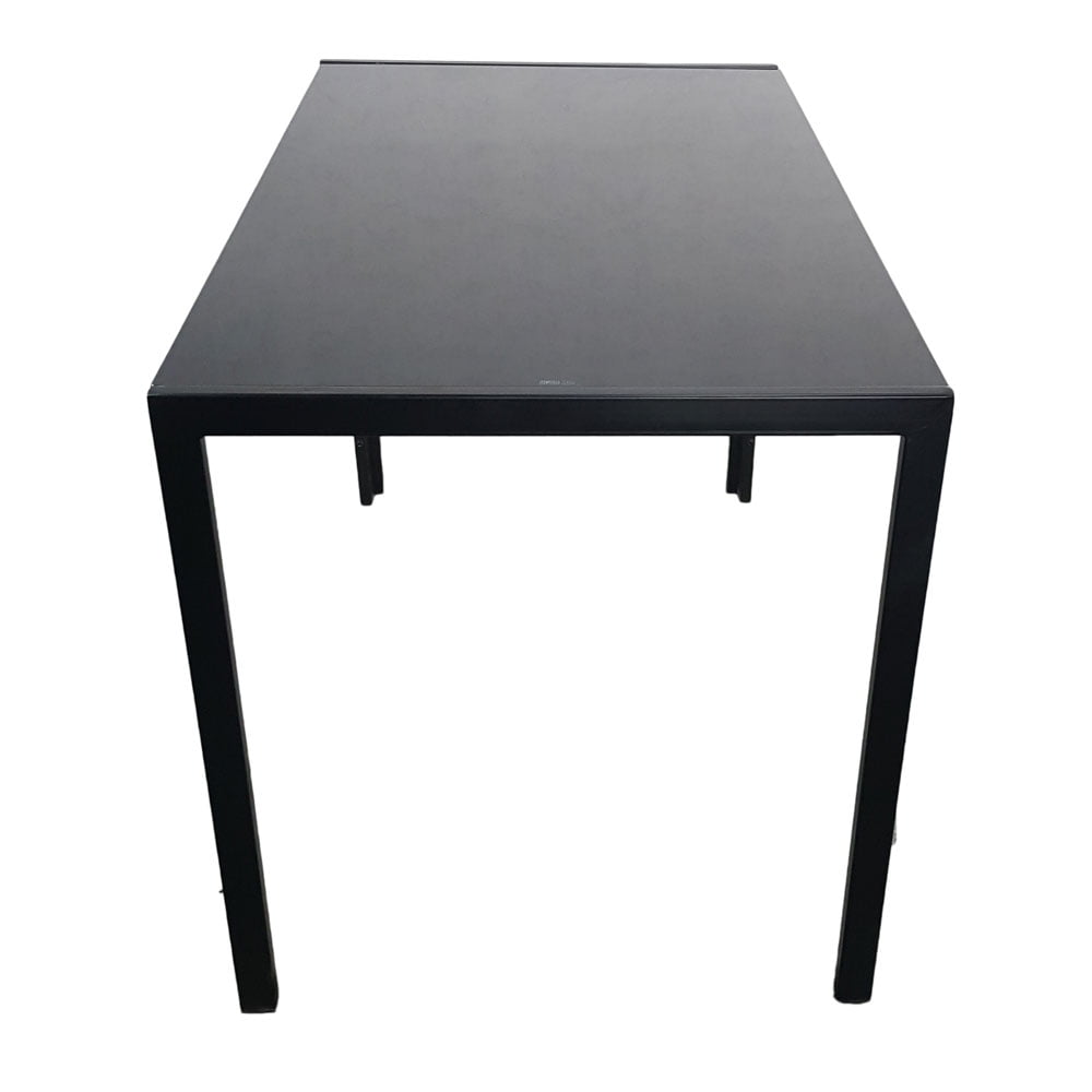 Kepooman Rustic Dining Table, Tempered Glass Kitchen Table, Black Kepooman Rustic Dining Table, Tempered Glass Kitchen Table, Black