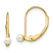 14K Yellow Gold 3mm FWC Pearl Leverback Earrings Madi K Children's Jewelry