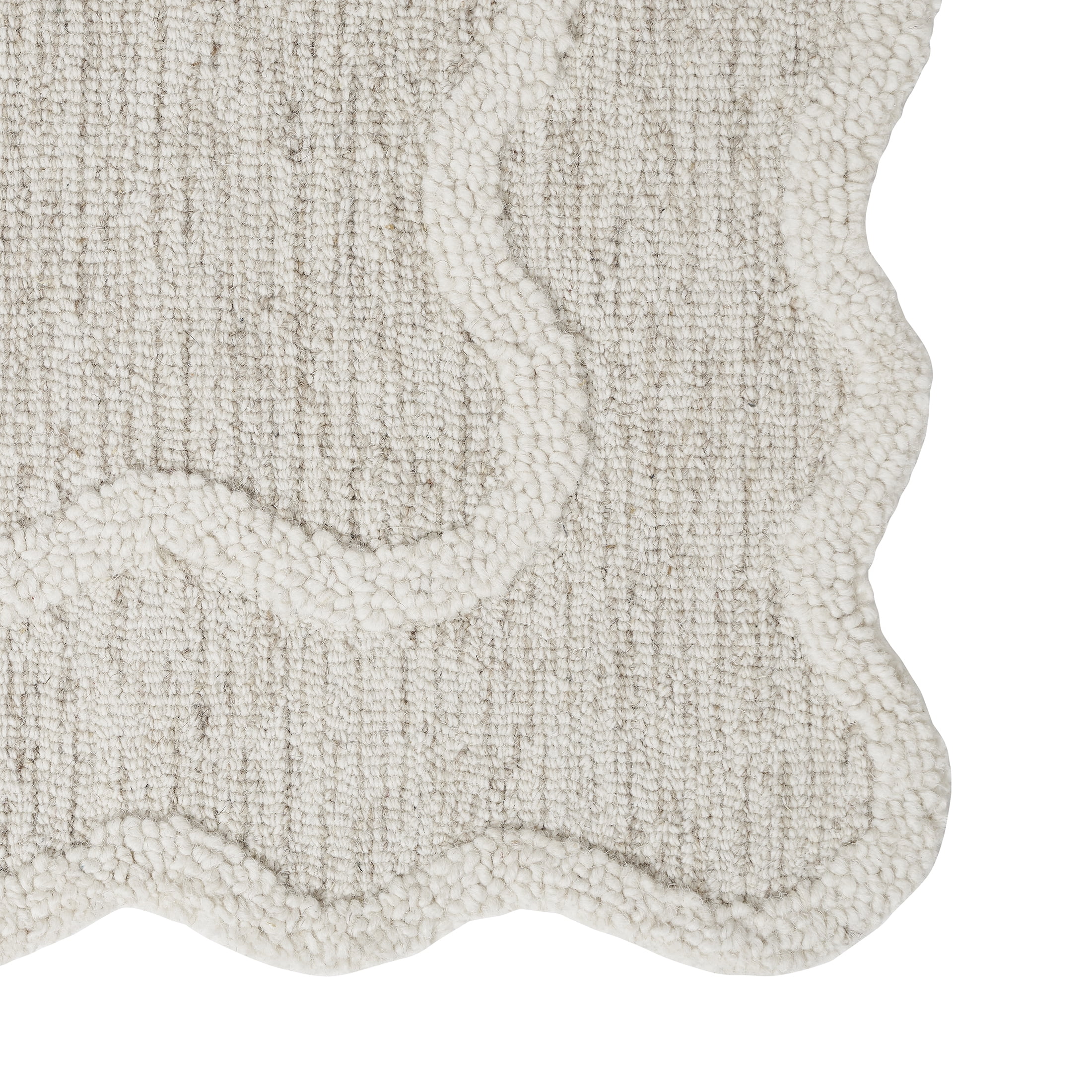 My Texas House Stella Ivory Scallop Wool Indoor Area Rug, 24" x 36"