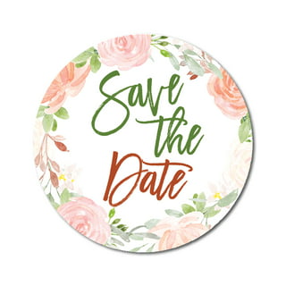 30 SAVE THE DATE FLORAL ENVELOPE SEALS LABELS STICKERS PARTY FAVORS 1.5  ROUND
