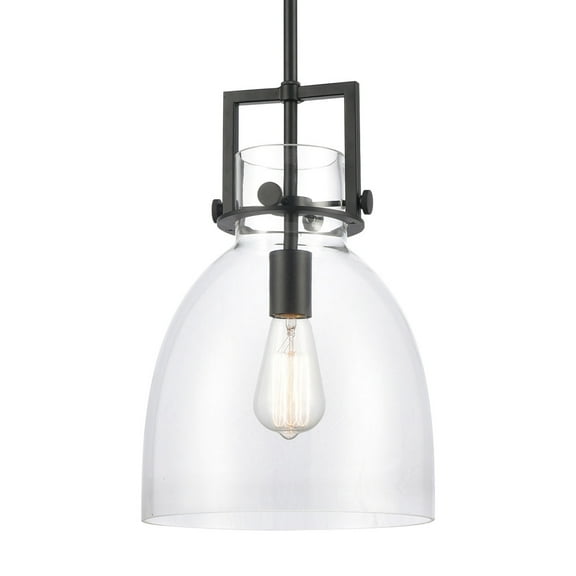 Innovations Lighting 411-1SM-BK-G412-10CL Newton Bell 10" Wide Mini Pendant - Black