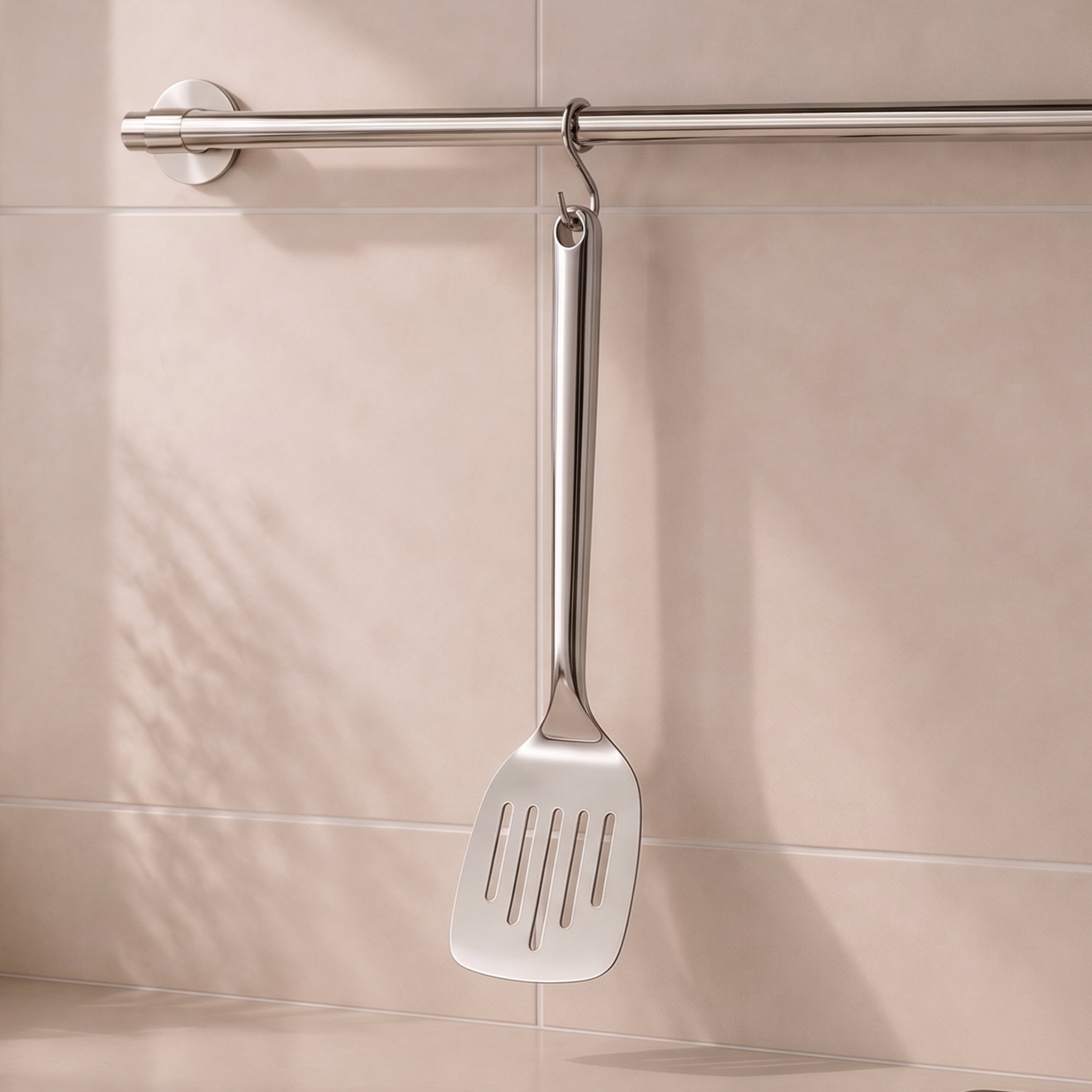 Mainstays Ergonomic Stainless Steel Slotted Turner Durable and Dishwasher Safe